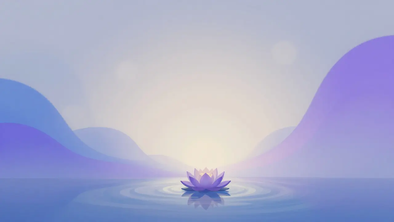 Image abstraite de calme avec une fleur de lotus dans l'eau.