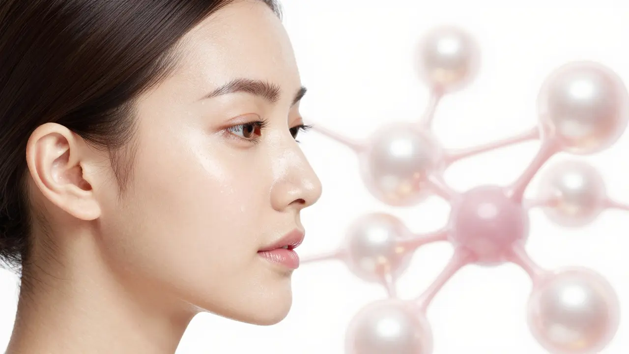 Portrait d'une femme avec une peau éclatante et repulpée après un soin anti-âge.