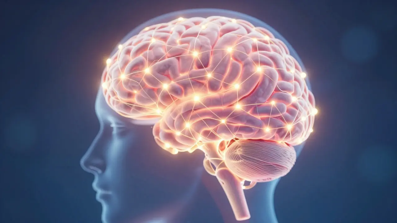 Représentation abstraite des réseaux neuronaux lumineux et de l'équilibre émotionnel