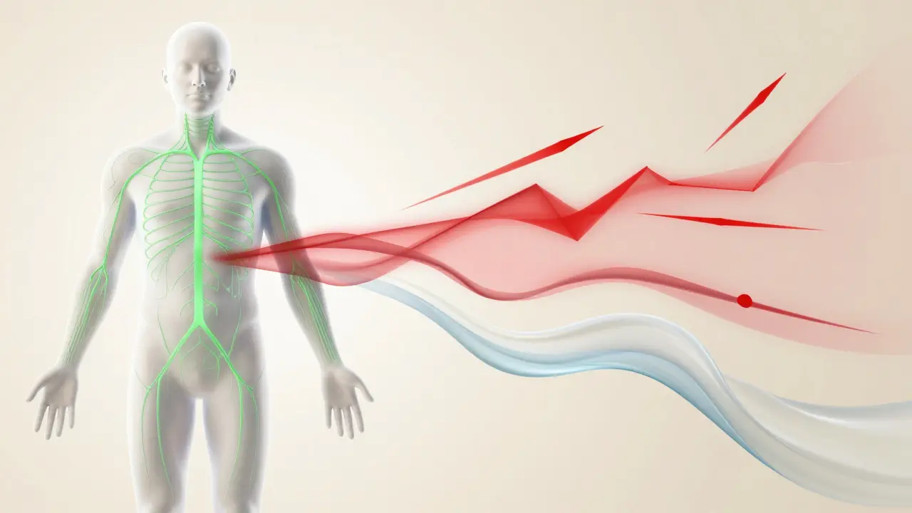 Visualisation abstraite du système nerveux se relaxant et du stress qui se dissout